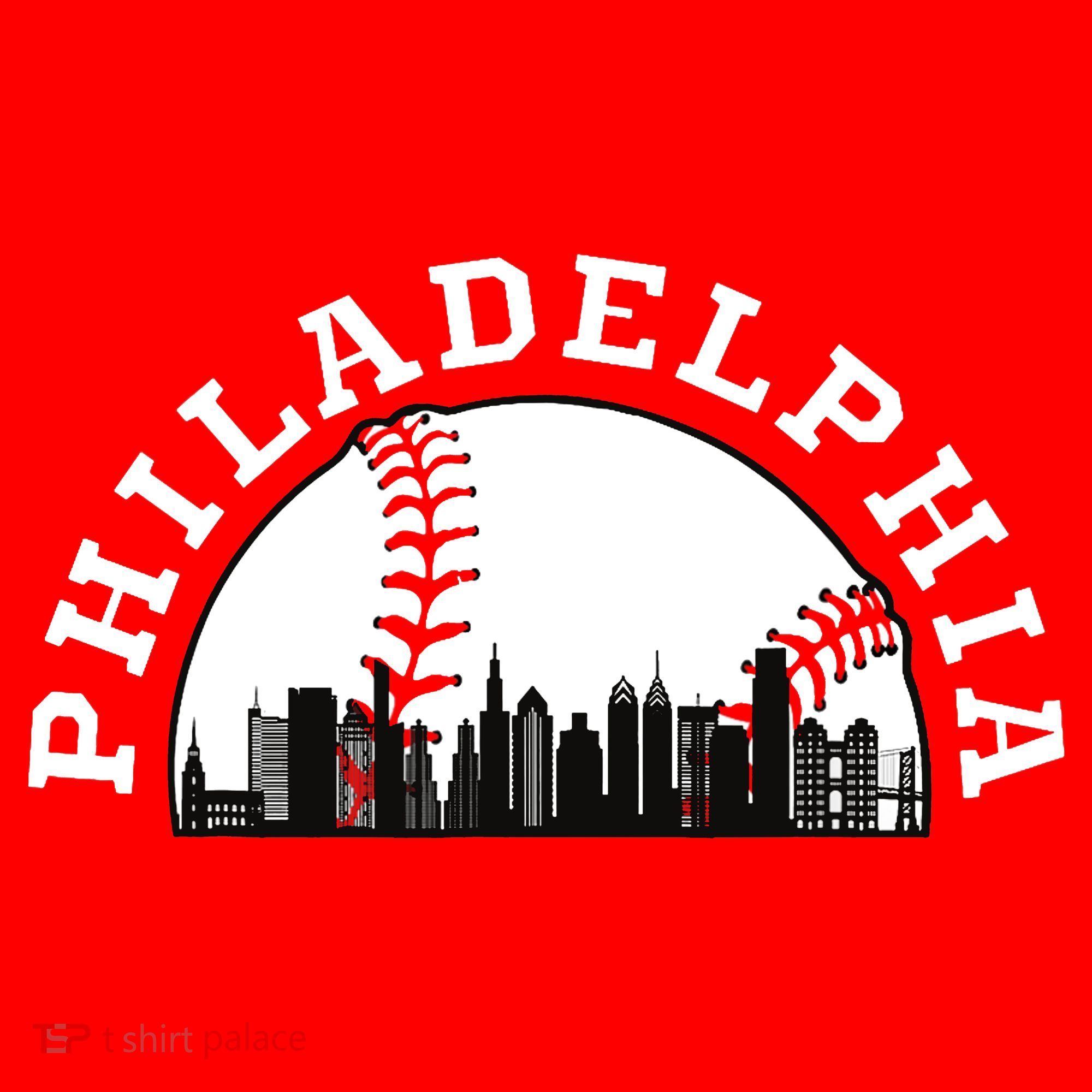 Philly Cityscape Baseball Philadelphia Skyline Vintage T-Shirt