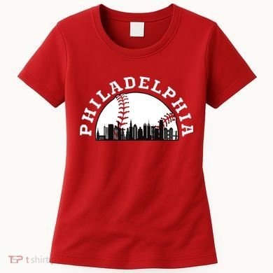Philly Cityscape Baseball Philadelphia Skyline Vintage Women's T-Shirt
