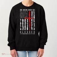 Patriotic Christian Blessed One Nation Under God 4th Of July Women's Sweatshirt thumb 0