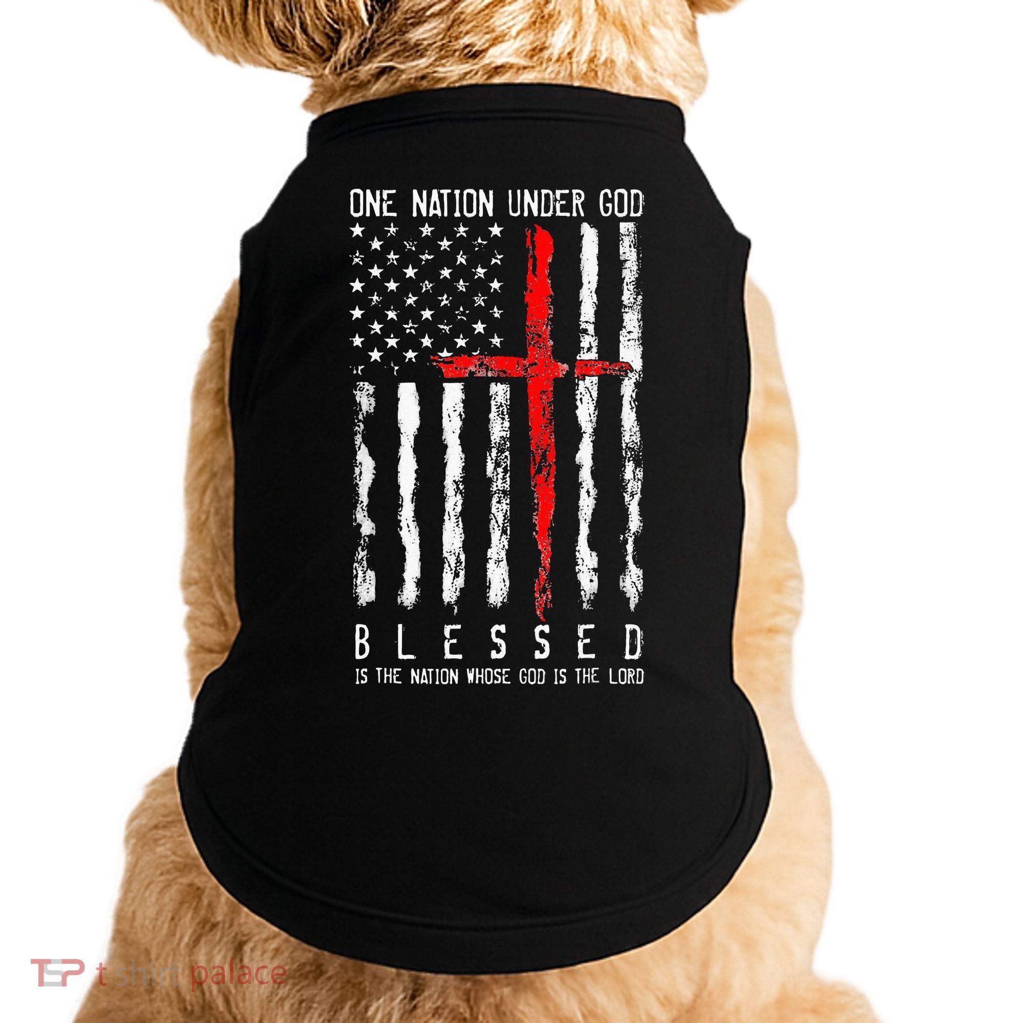 Patriotic Christian Blessed One Nation Under God 4th Of July Doggie Tank