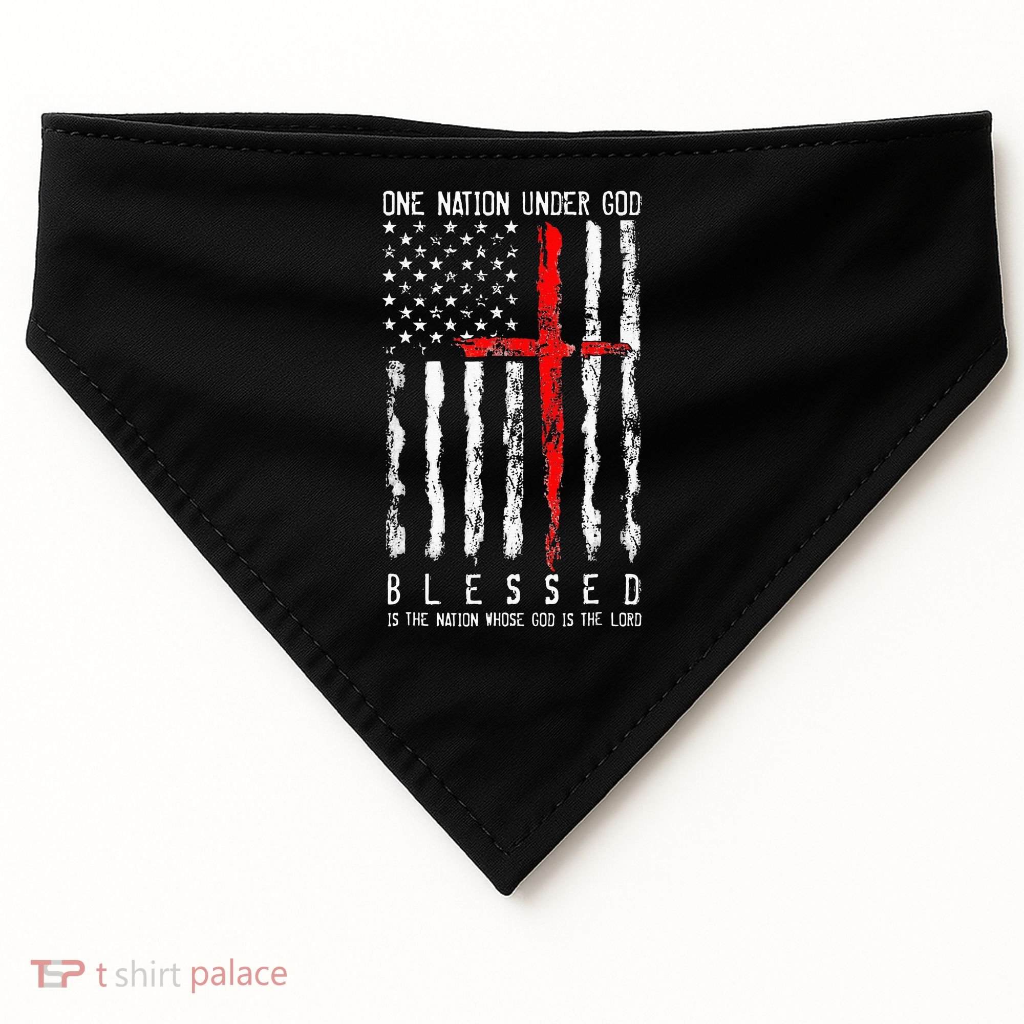 Patriotic Christian Blessed One Nation Under God 4th Of July USA-Made Doggie Bandana