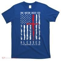 Patriotic Christian Blessed One Nation Under God 4th Of July T-Shirt thumb 0