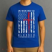 Patriotic Christian Blessed One Nation Under God 4th Of July T-Shirt thumb 3