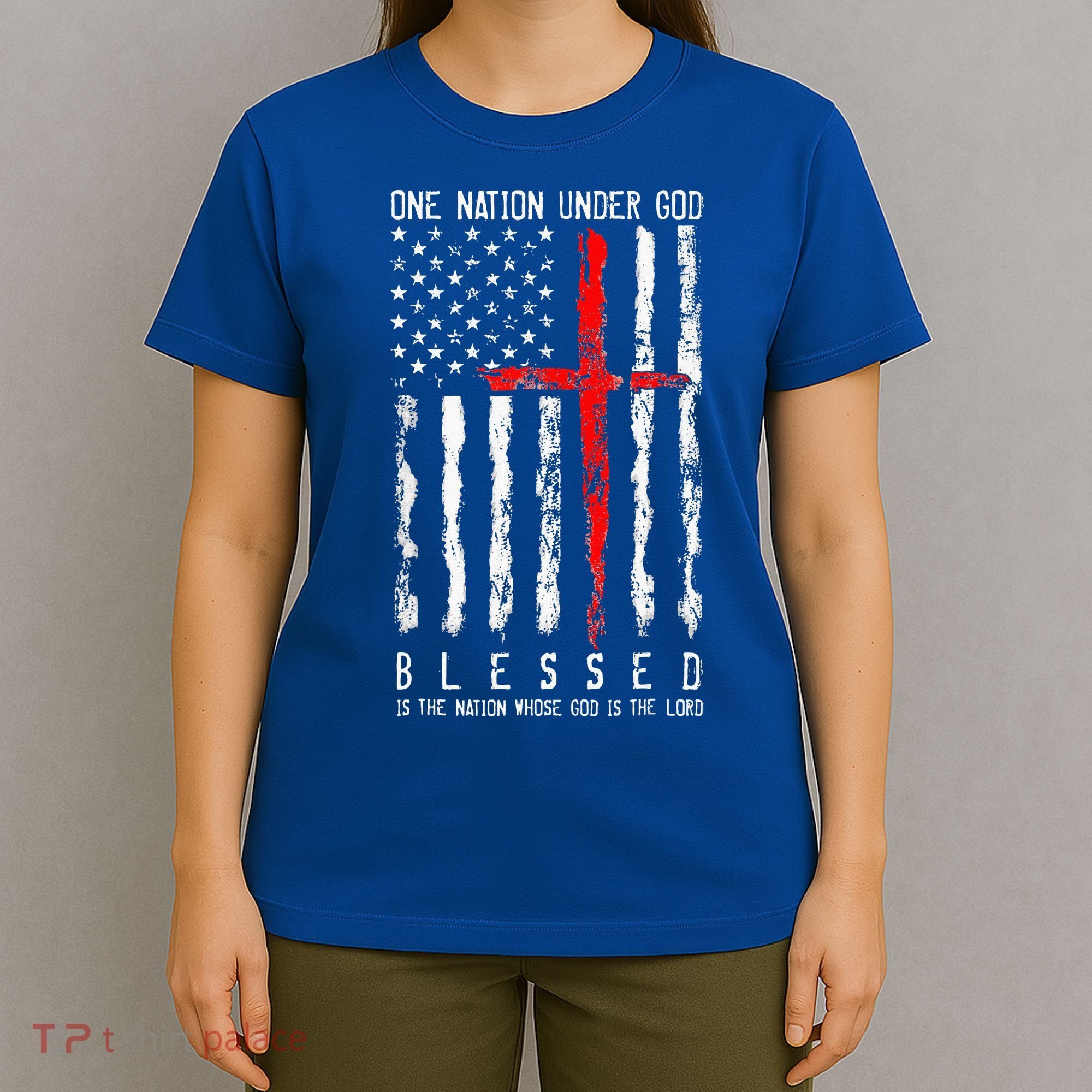 Patriotic Christian Blessed One Nation Under God 4th Of July T-Shirt