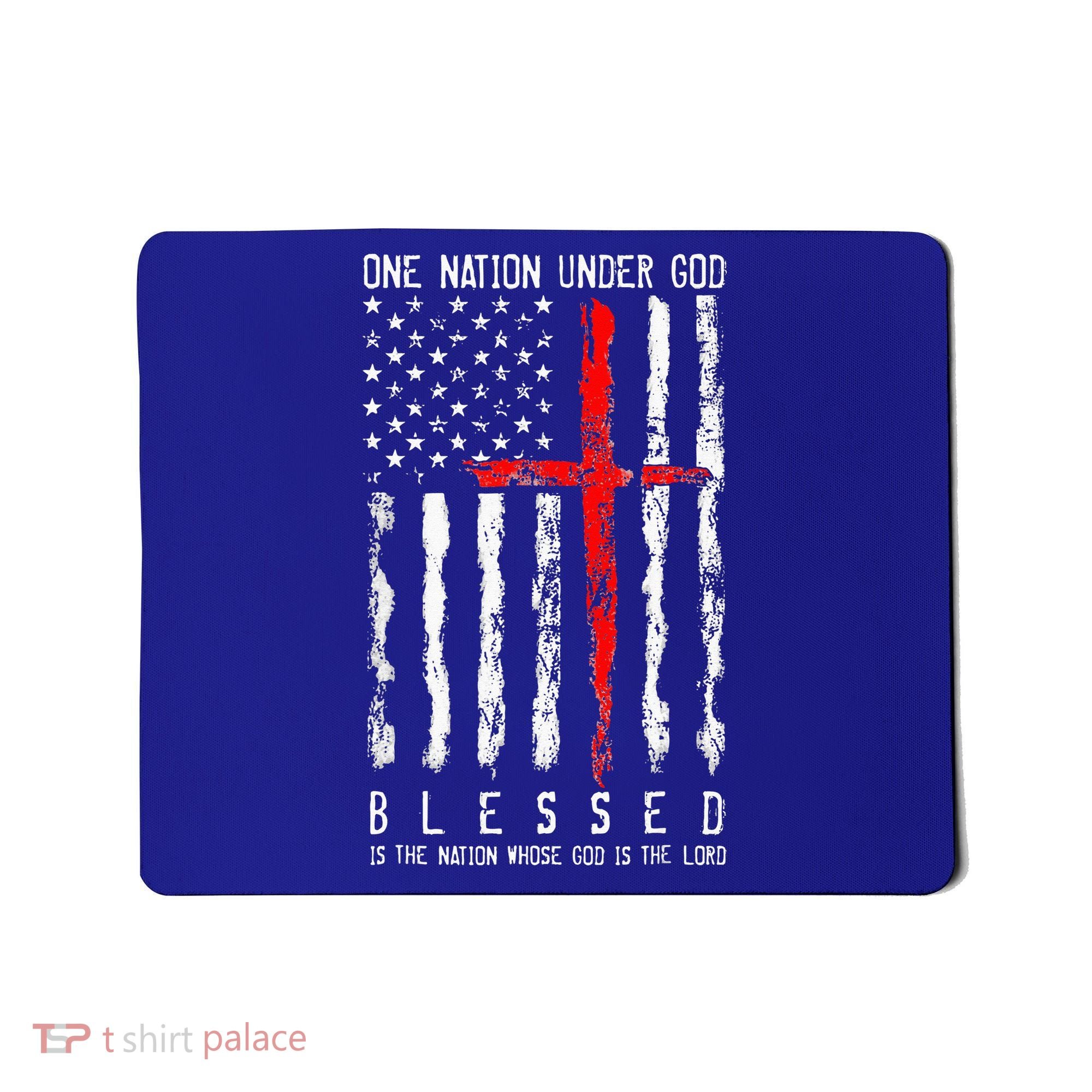 Patriotic Christian Blessed One Nation Under God 4th Of July Mousepad