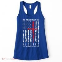 Patriotic Christian Blessed One Nation Under God 4th Of July Women's Tank Top thumb 0