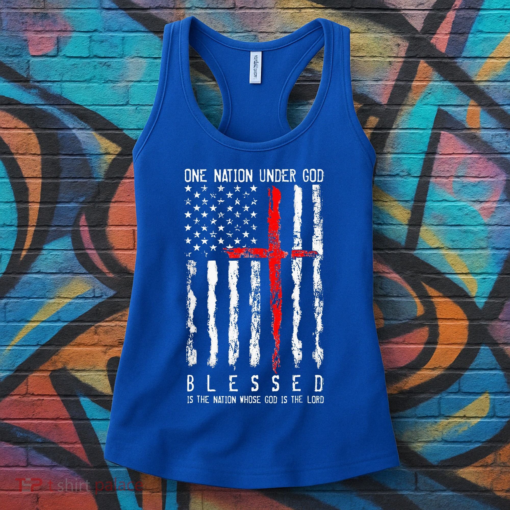 Patriotic Christian Blessed One Nation Under God 4th Of July Women's Tank Top