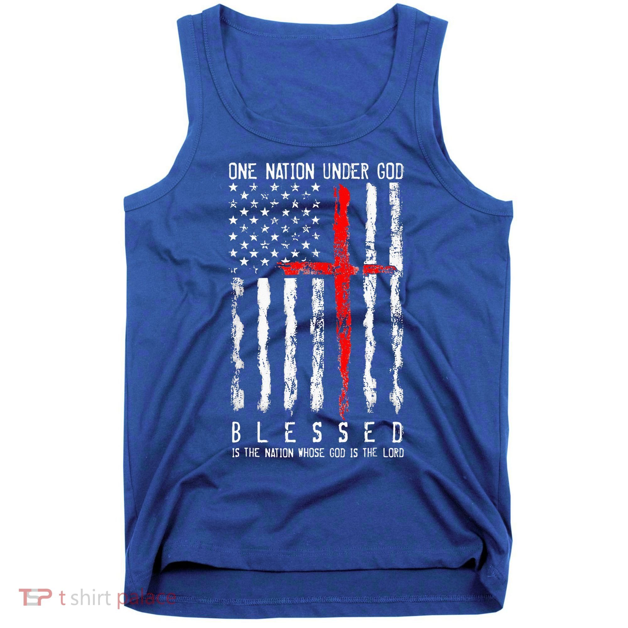 Patriotic Christian Blessed One Nation Under God 4th Of July Tank Top