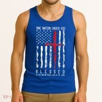 Patriotic Christian Blessed One Nation Under God 4th Of July Tank Top thumb 3