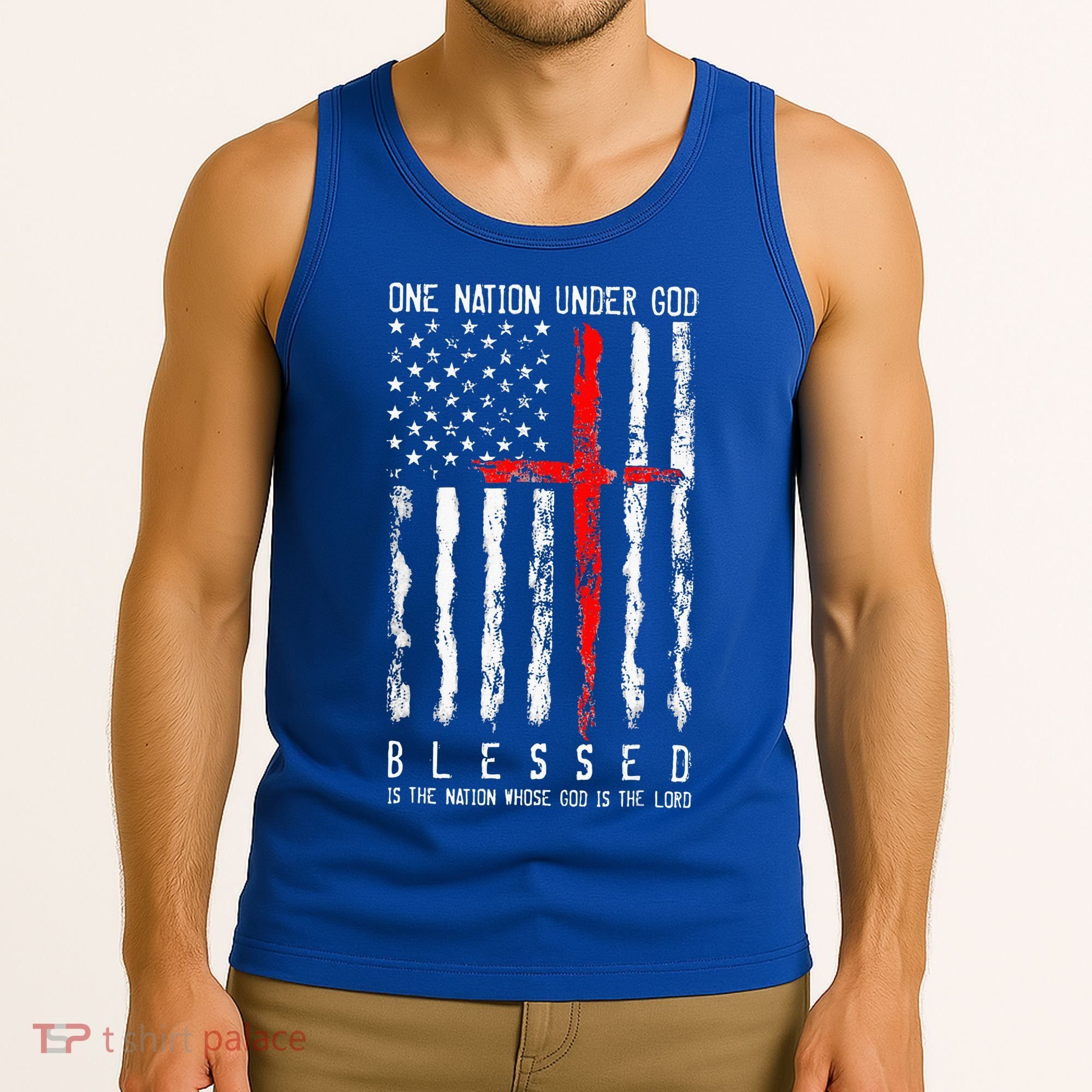 Patriotic Christian Blessed One Nation Under God 4th Of July Tank Top