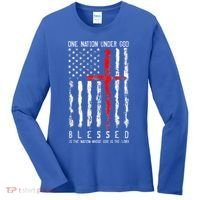 Patriotic Christian Blessed One Nation Under God 4th Of July Women's Long Sleeve Shirt thumb 0