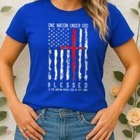 Patriotic Christian Blessed One Nation Under God 4th Of July Women's T-Shirt thumb 2