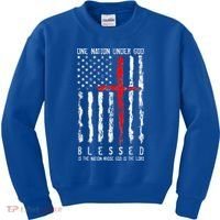 Patriotic Christian Blessed One Nation Under God 4th Of July Kids Sweatshirt thumb 0