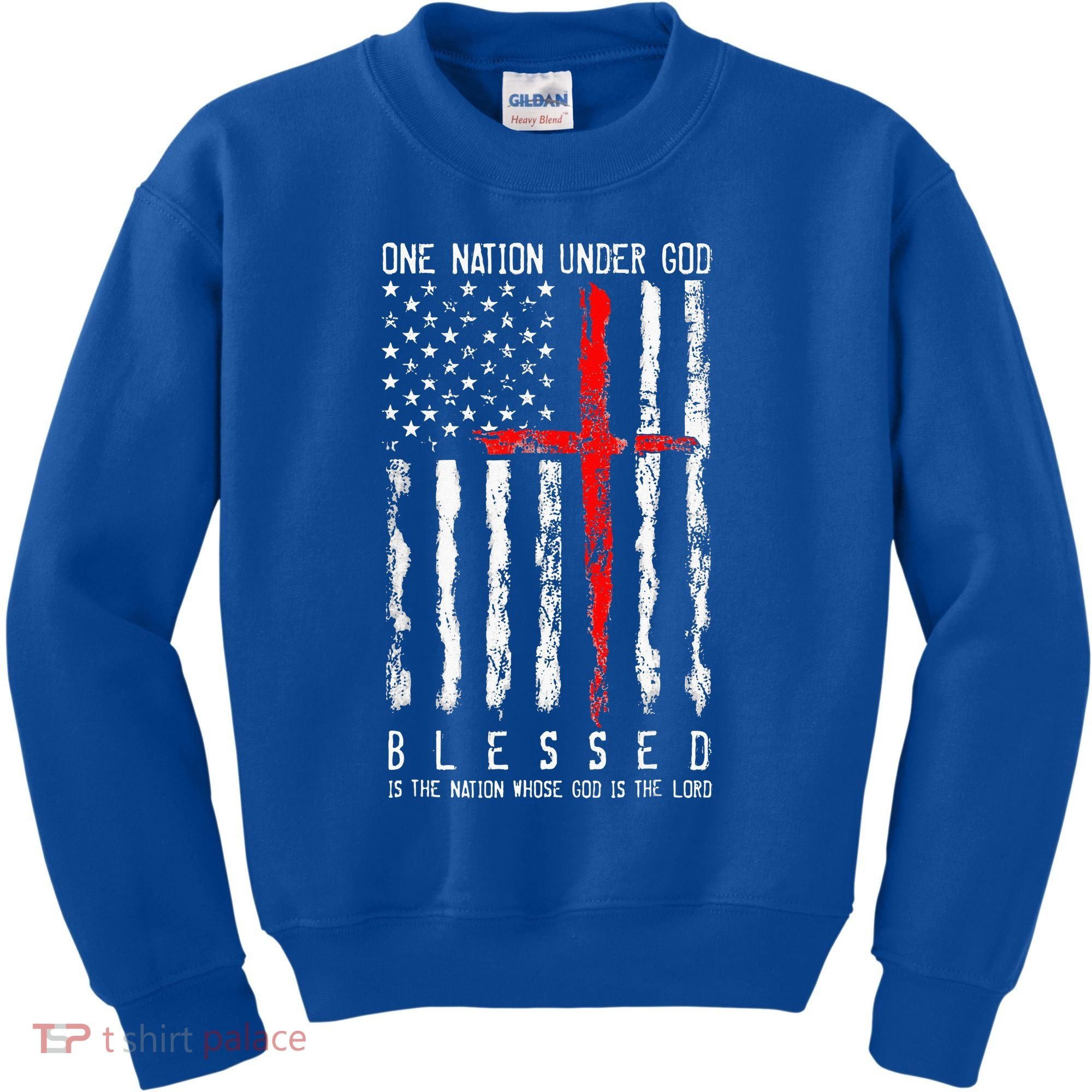 Patriotic Christian Blessed One Nation Under God 4th Of July Kids Sweatshirt