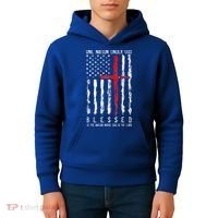 Patriotic Christian Blessed One Nation Under God 4th Of July Kids Hoodie thumb 4