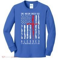 Patriotic Christian Blessed One Nation Under God 4th Of July Kids Long Sleeve Shirt thumb 0