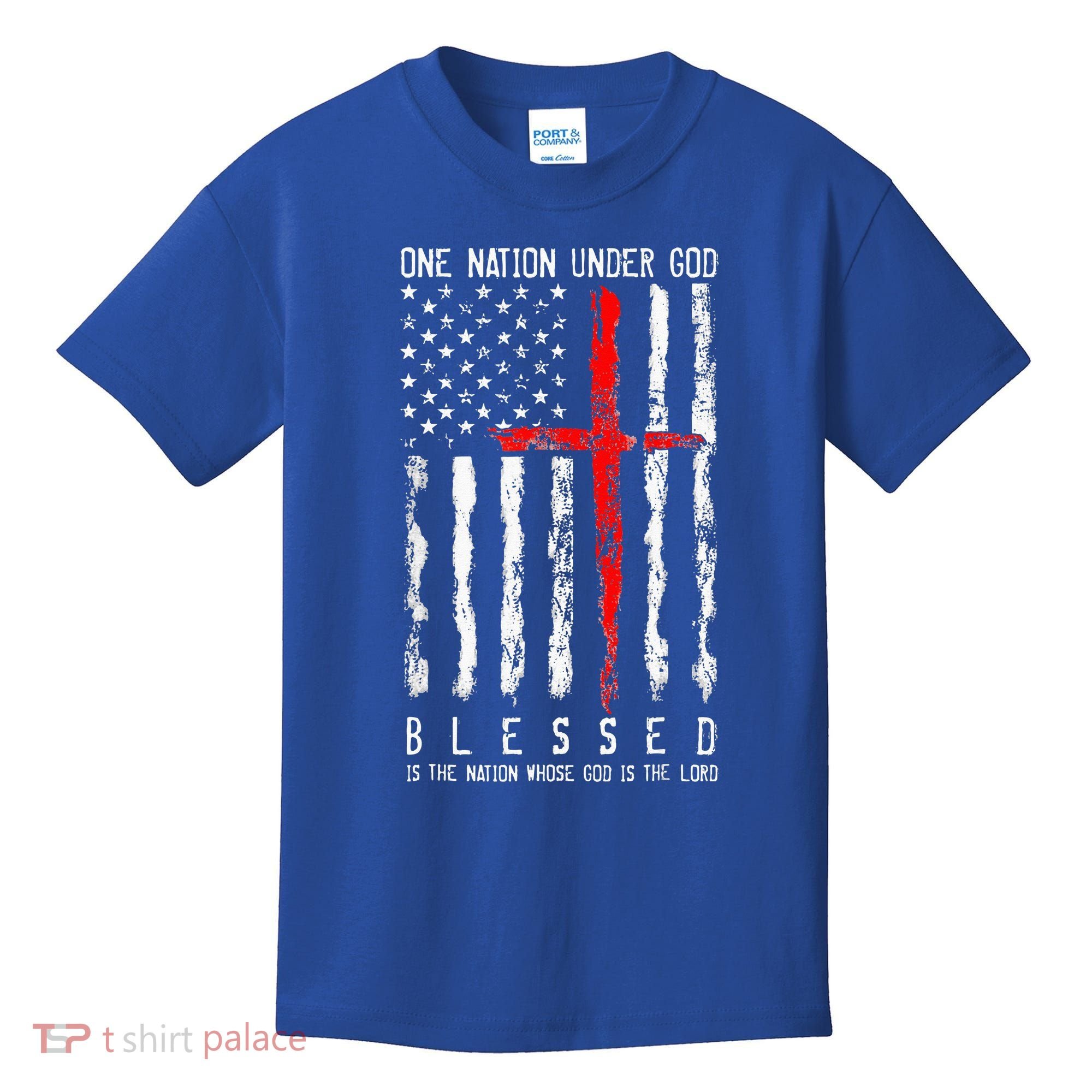 Patriotic Christian Blessed One Nation Under God 4th Of July Kids T-Shirt