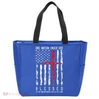 Patriotic Christian Blessed One Nation Under God 4th Of July Tote Bag thumb 0