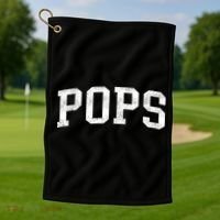 Pops Classic Bold Font Pops Birthday Gift Golf Towel thumb 1