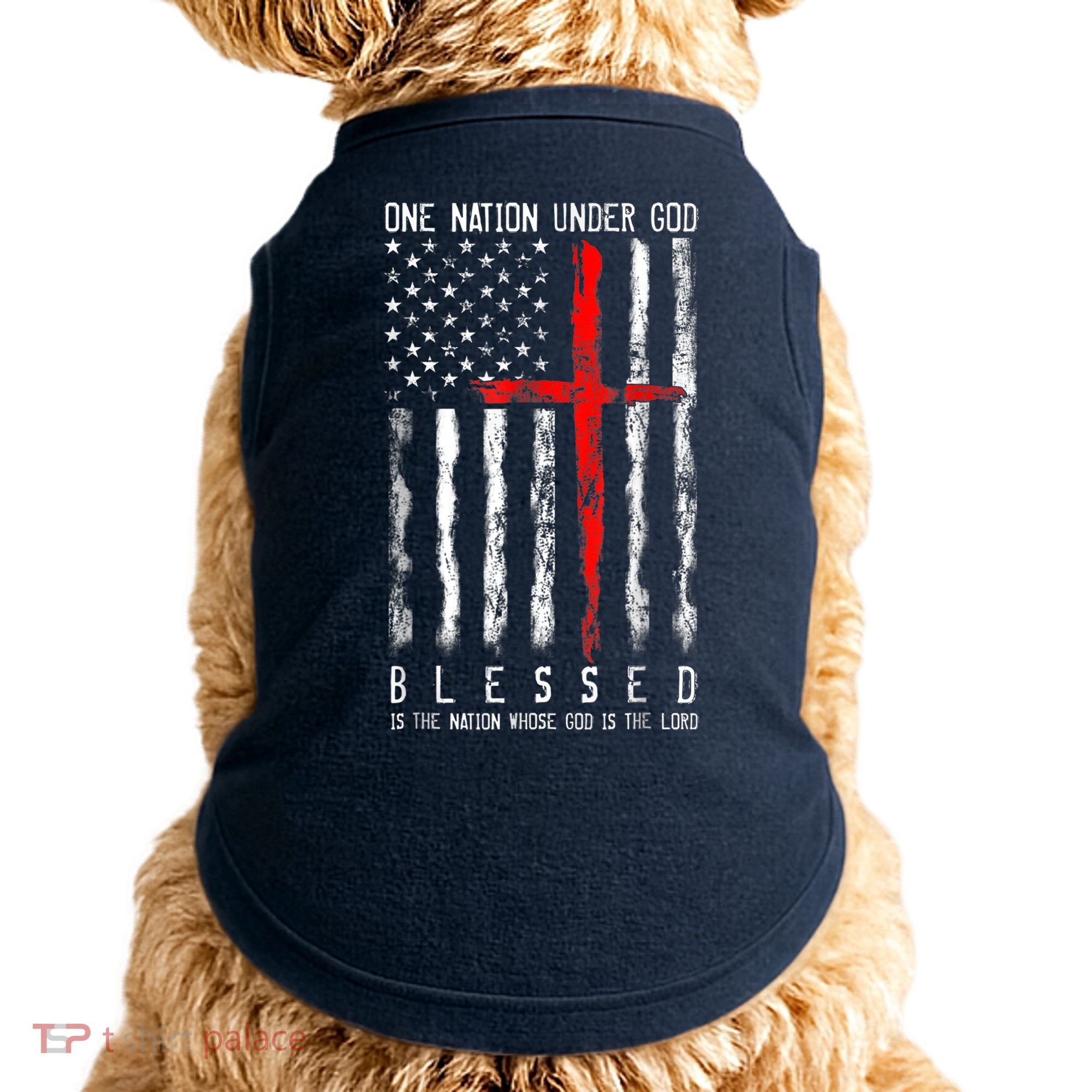 Patriotic Christian Blessed One Nation Under God 4th Of July Doggie Tank