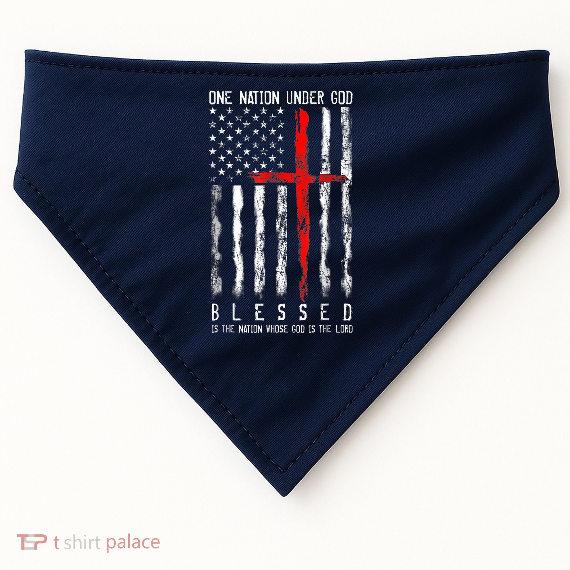 Patriotic Christian Blessed One Nation Under God 4th Of July USA-Made Doggie Bandana