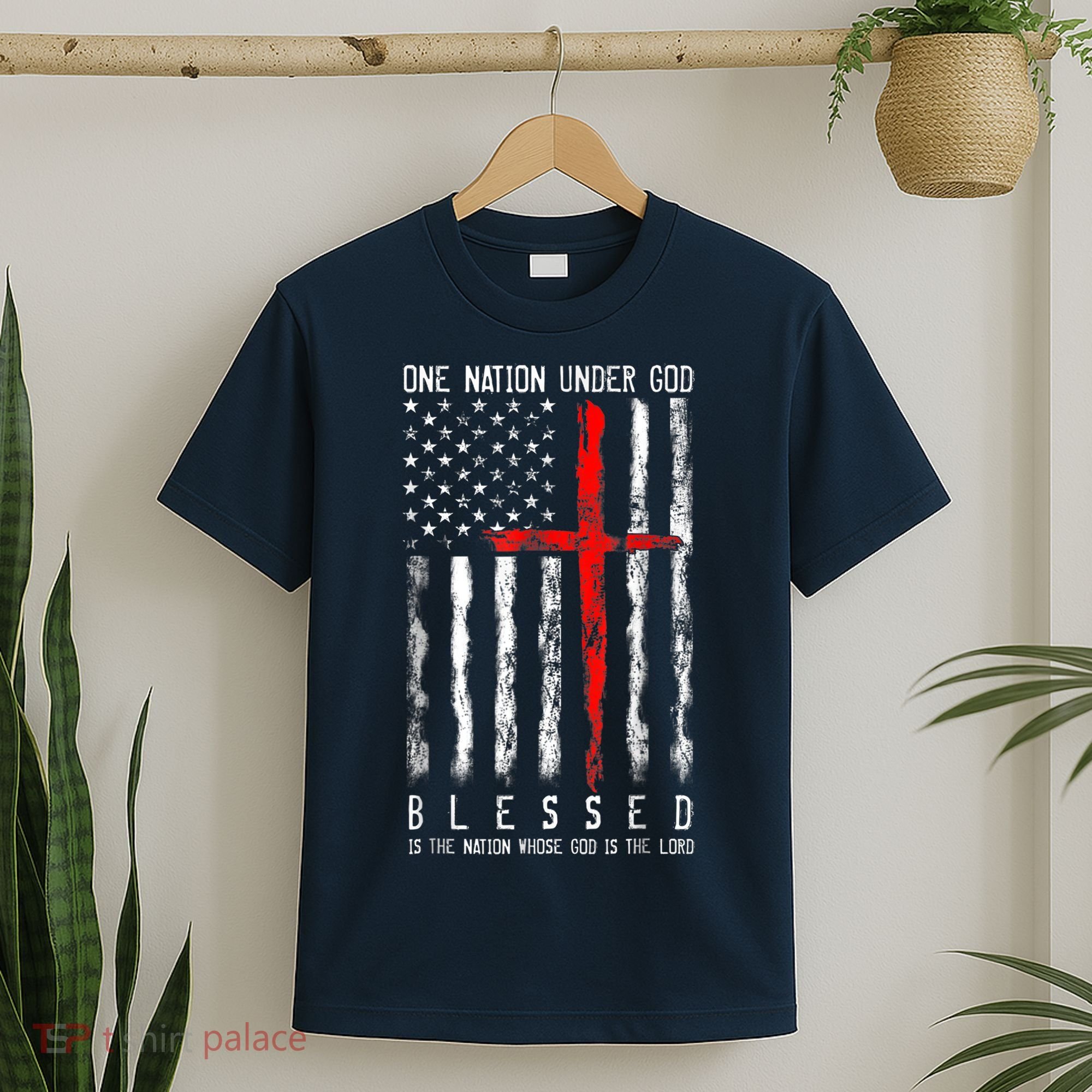 Patriotic Christian Blessed One Nation Under God 4th Of July T-Shirt