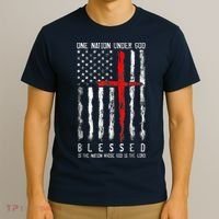 Patriotic Christian Blessed One Nation Under God 4th Of July T-Shirt thumb 3