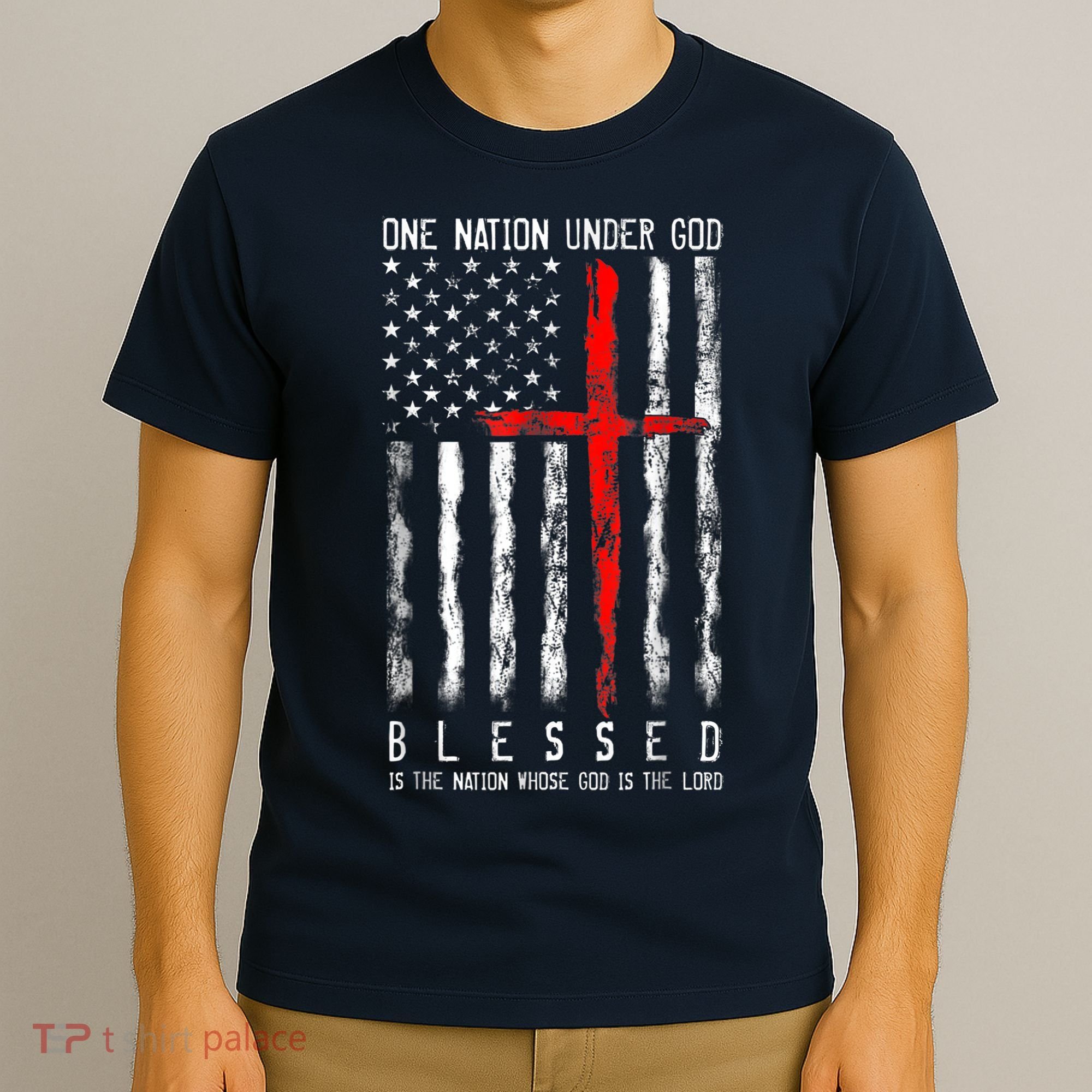 Patriotic Christian Blessed One Nation Under God 4th Of July T-Shirt
