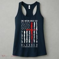 Patriotic Christian Blessed One Nation Under God 4th Of July Women's Tank Top thumb 3