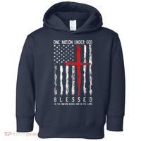 Patriotic Christian Blessed One Nation Under God 4th Of July Toddler Hoodie thumb 0