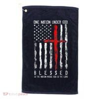 Patriotic Christian Blessed One Nation Under God 4th Of July Golf Towel thumb 0