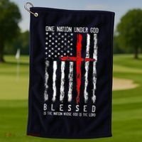 Patriotic Christian Blessed One Nation Under God 4th Of July Golf Towel thumb 1