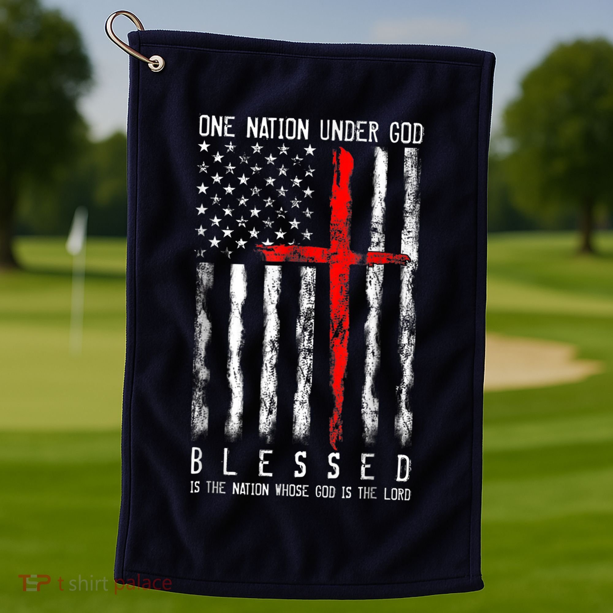 Patriotic Christian Blessed One Nation Under God 4th Of July Golf Towel
