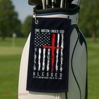 Patriotic Christian Blessed One Nation Under God 4th Of July Golf Towel thumb 2
