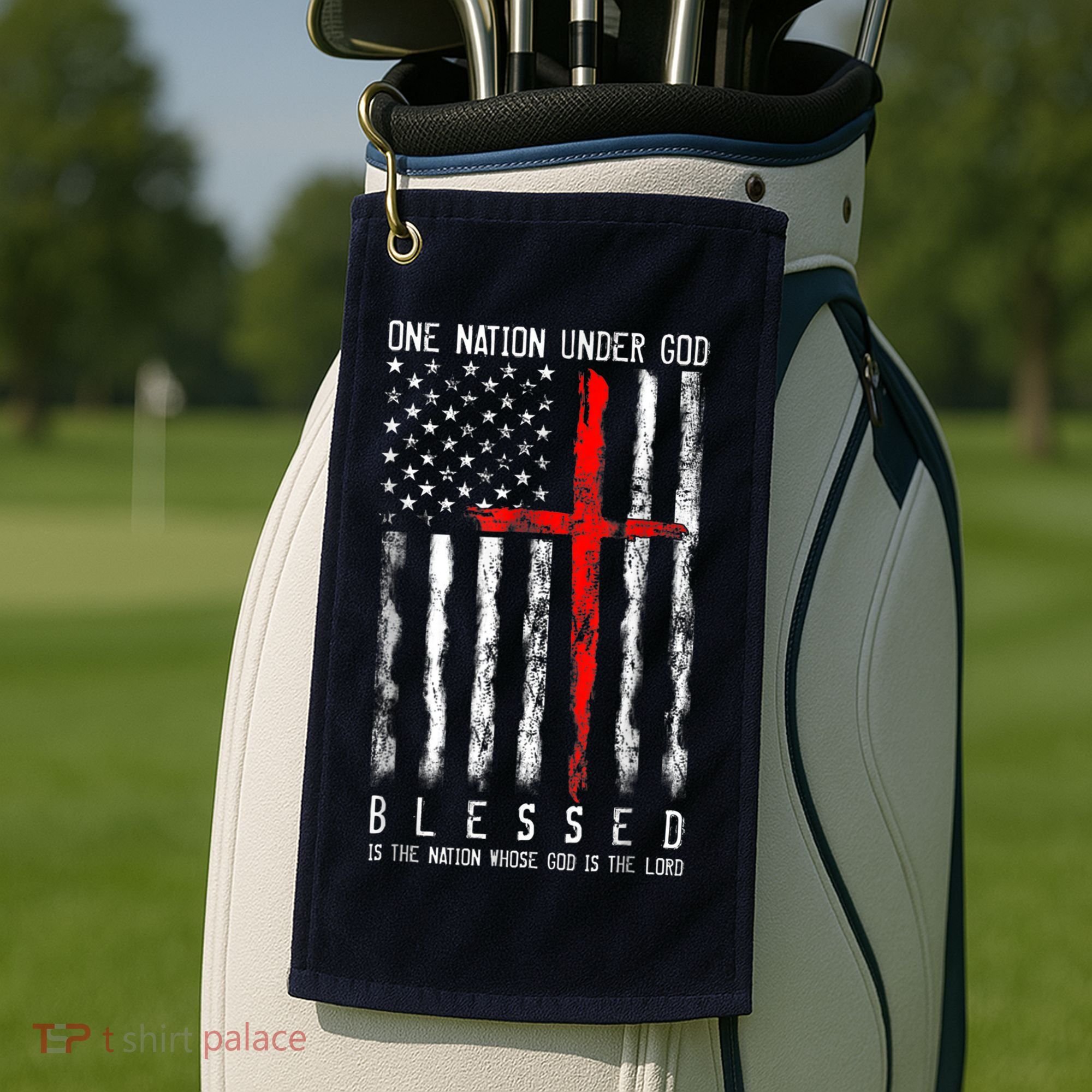 Patriotic Christian Blessed One Nation Under God 4th Of July Golf Towel