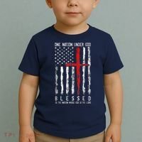 Patriotic Christian Blessed One Nation Under God 4th Of July Toddler T-Shirt thumb 2