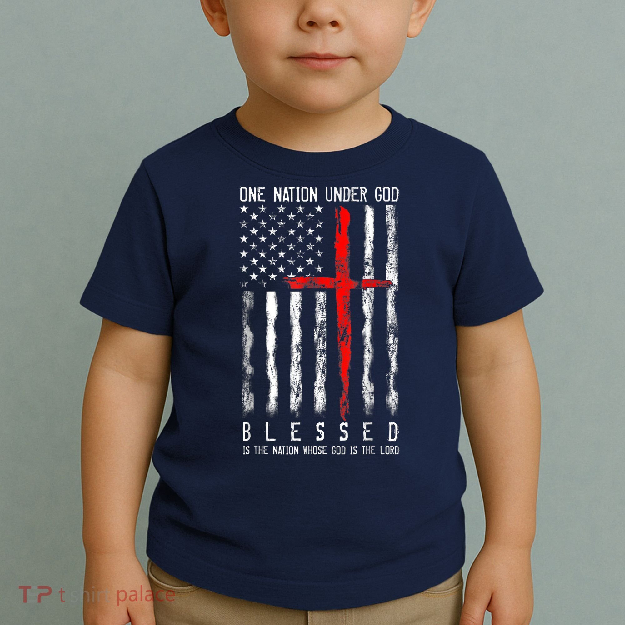 Patriotic Christian Blessed One Nation Under God 4th Of July Toddler T-Shirt