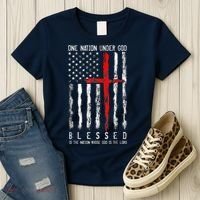 Patriotic Christian Blessed One Nation Under God 4th Of July Women's T-Shirt thumb 3