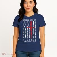 Patriotic Christian Blessed One Nation Under God 4th Of July Women's T-Shirt thumb 4