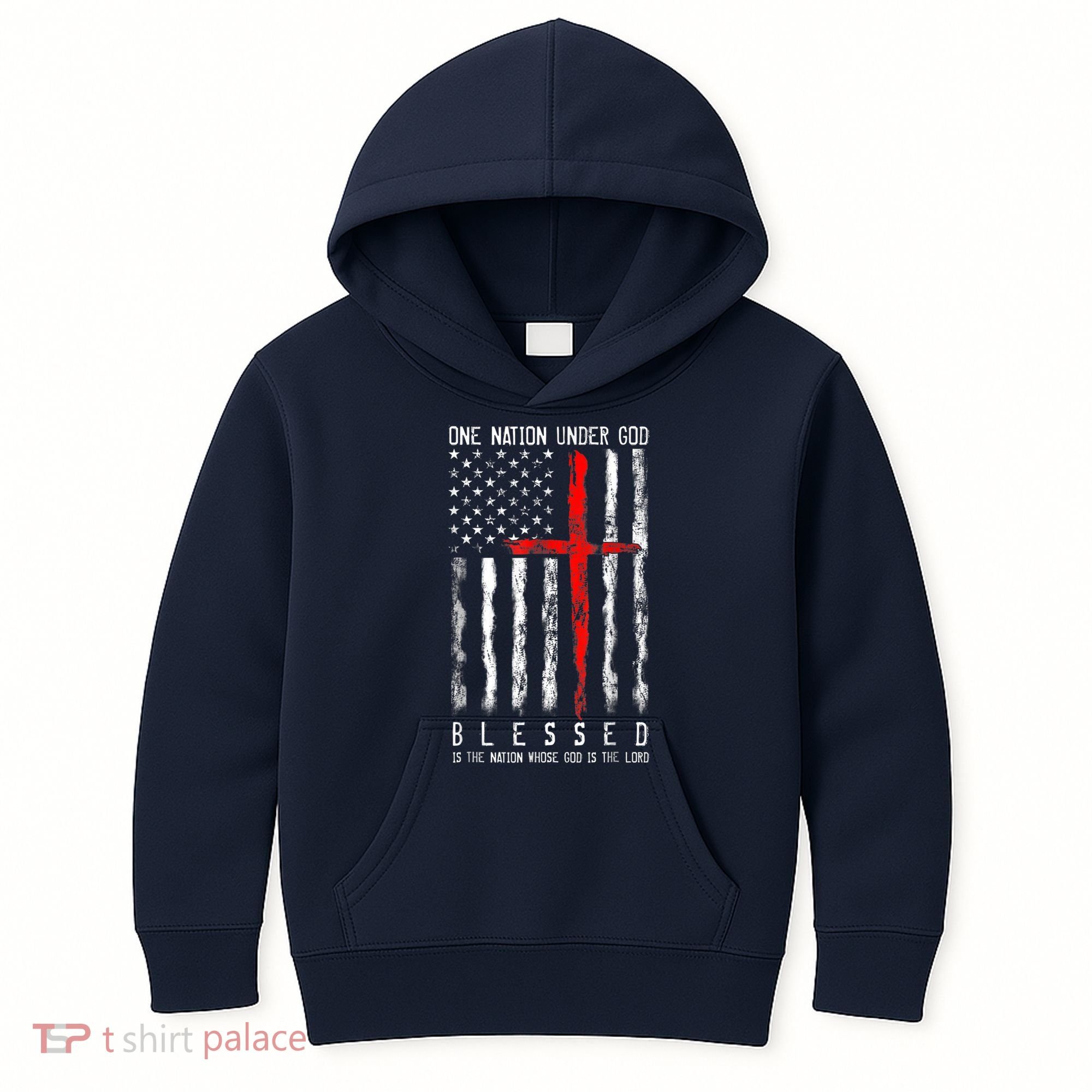 Patriotic Christian Blessed One Nation Under God 4th Of July Kids Hoodie