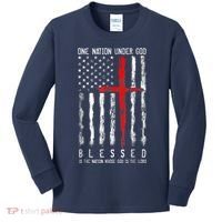Patriotic Christian Blessed One Nation Under God 4th Of July Kids Long Sleeve Shirt thumb 0