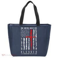 Patriotic Christian Blessed One Nation Under God 4th Of July Tote Bag thumb 0