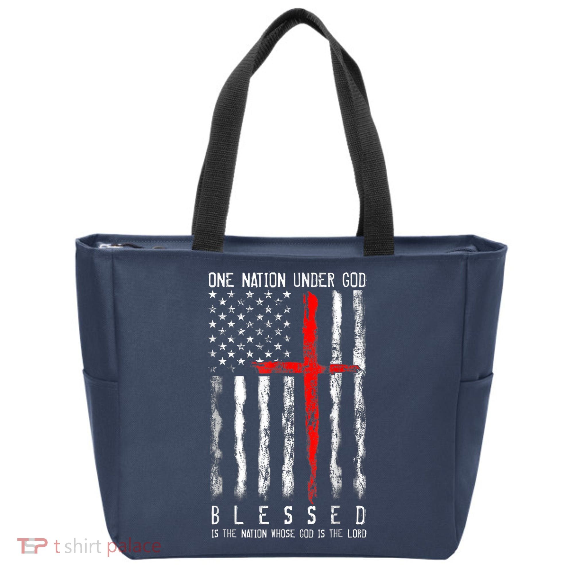 Patriotic Christian Blessed One Nation Under God 4th Of July Tote Bag