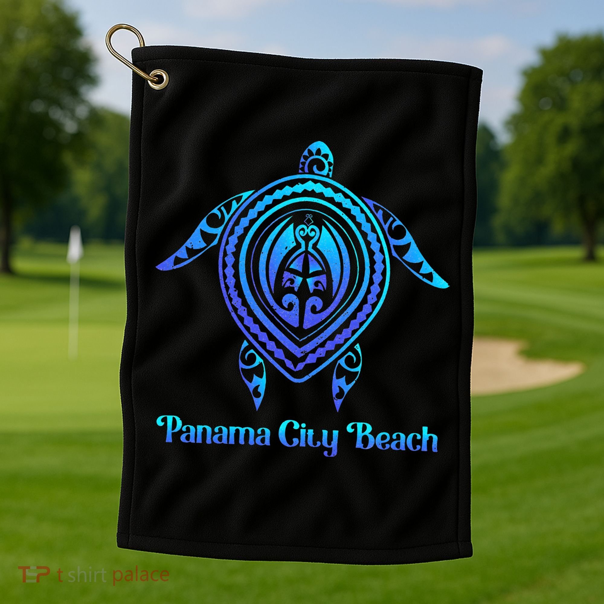 Panama City Beach Florida Souvenirs Tropical Blue Sea Turtle Golf Towel
