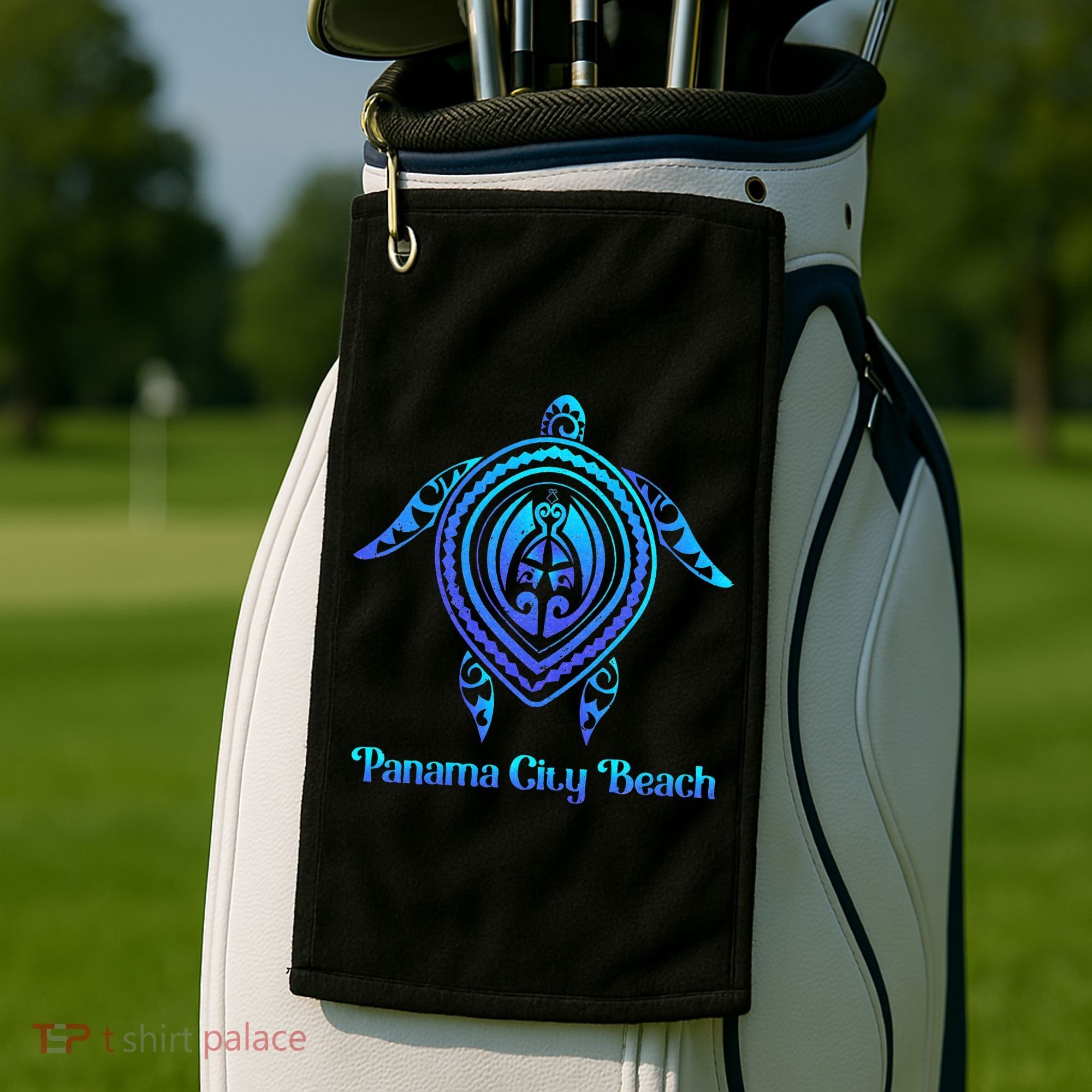 Panama City Beach Florida Souvenirs Tropical Blue Sea Turtle Golf Towel