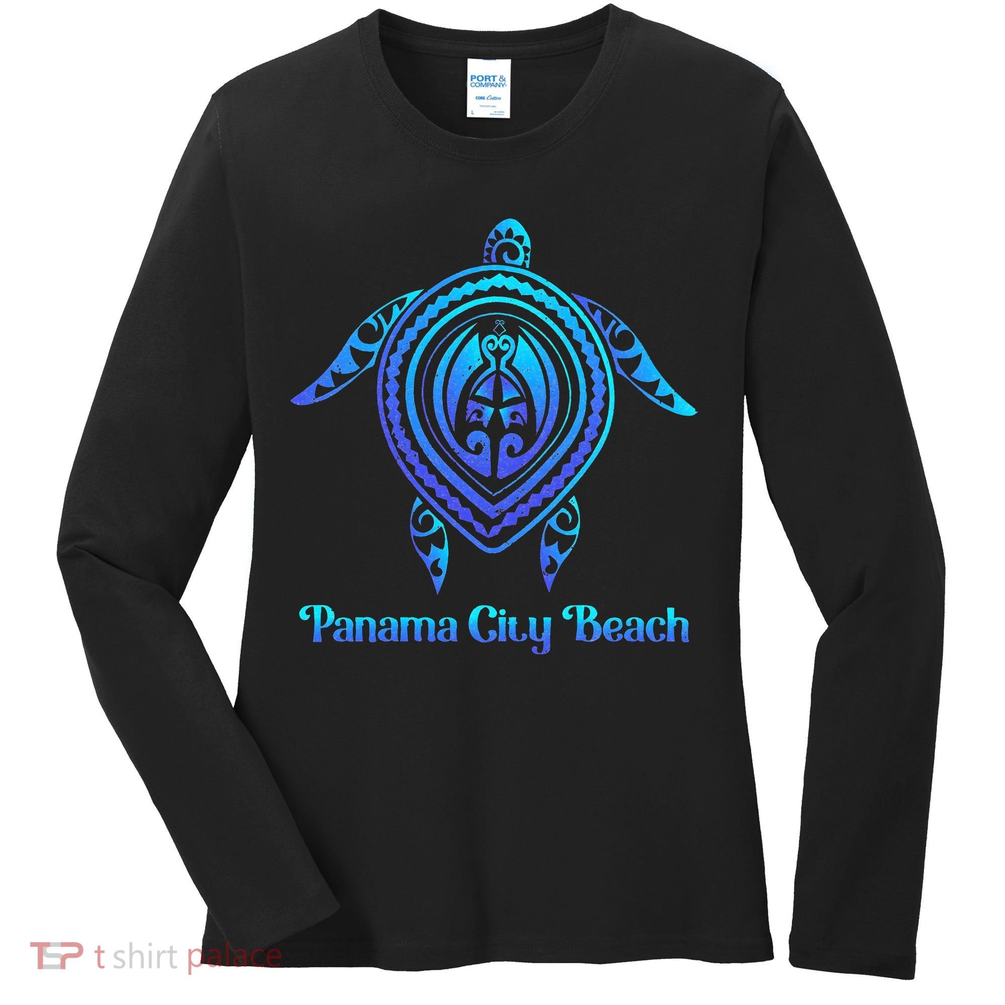 Panama City Beach Florida Souvenirs Tropical Blue Sea Turtle Women's Long Sleeve Shirt