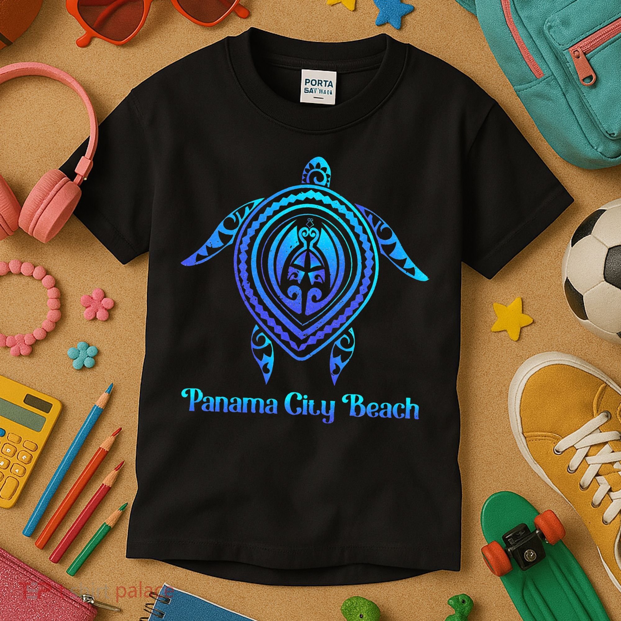 Panama City Beach Florida Souvenirs Tropical Blue Sea Turtle Kids T-Shirt