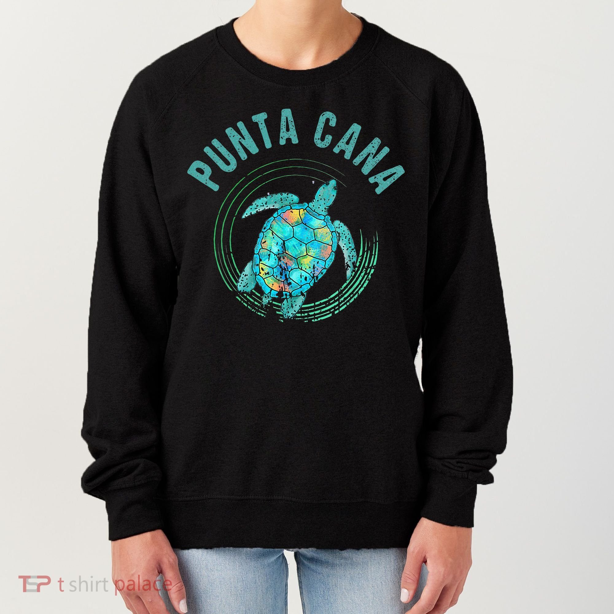 Punta Cana Beach Sea Turtle Illustration Gift Women's Sweatshirt