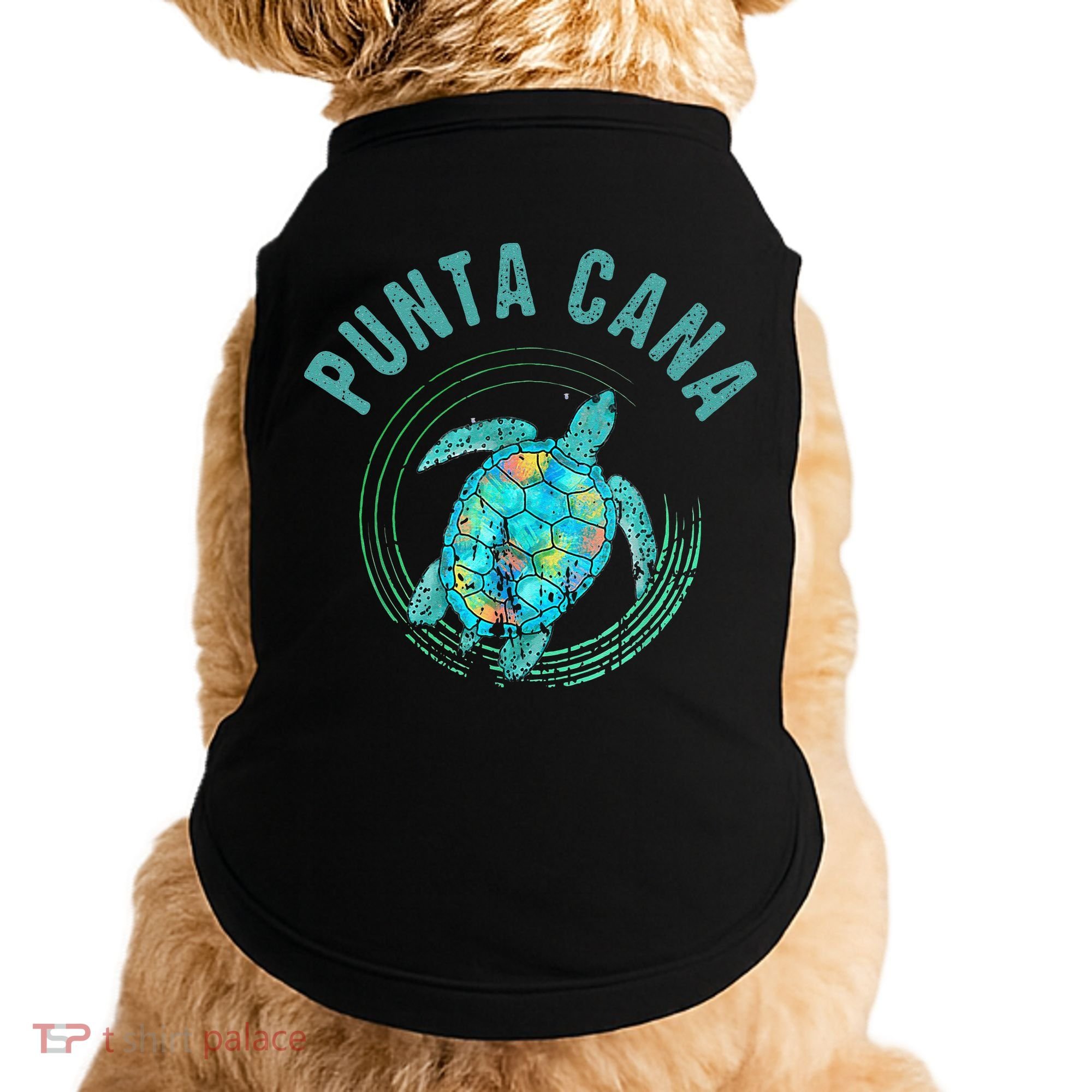Punta Cana Beach Sea Turtle Illustration Gift Doggie Tank