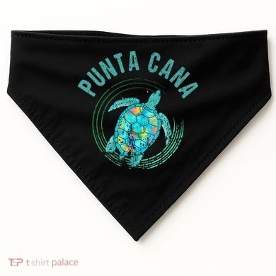 Punta Cana Beach Sea Turtle Illustration Gift USA-Made Doggie Bandana